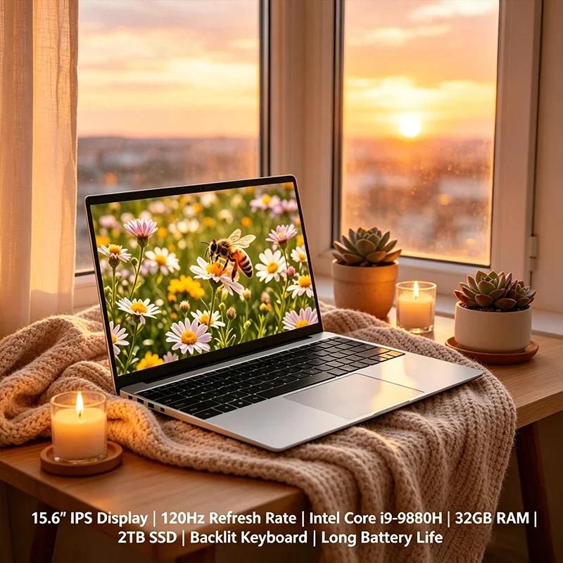 

120Hz High Refresh Notebook 15.6 Inch FHD IPS Screen Intel 6500Y 32GB RAM 2TB SSD Backlit Keyboard Durable Battery