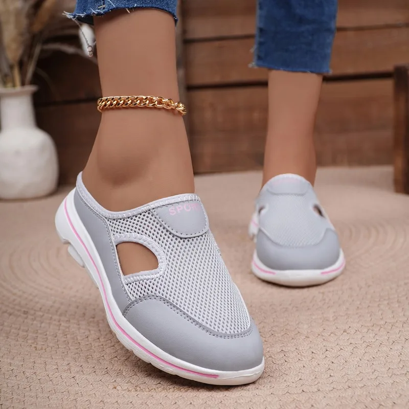 New Hot Women\'s Slippers Fashion Large Size Casual Slippers for Woman Thick Sole Mesh Breathable Single Shoes for Ladies Sneaker