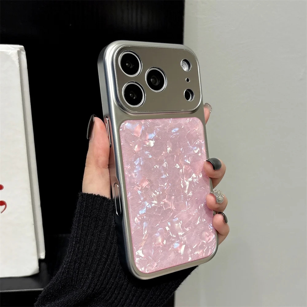 Luxuriöse Laser-Glitzer-Muschelmuster-Handyhülle für iPhone 17 16 15 14 Pro Max 17Pro 16Pro Original Schutzhülle