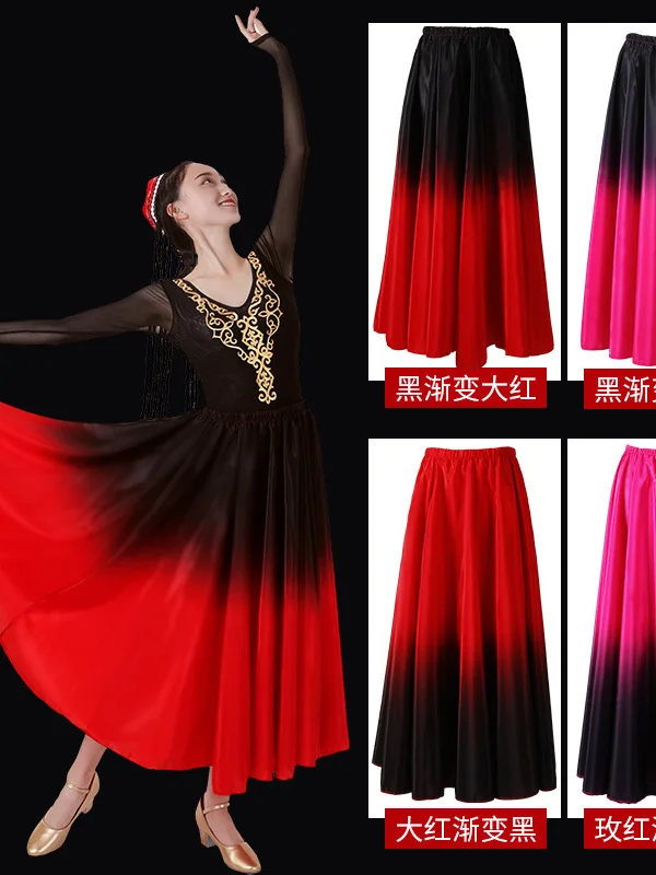 Xinjiang Dance Training Rok Yi Uyghur Dance Dress Tibetan Performance Kostuum Halve Rok Volwassen Grote Swing Rok