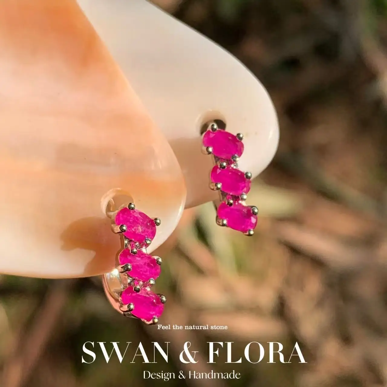 

Natural Ruby Hoop Earrings For Women Stainless Steel Earrings Simple Fine Jewelry Stone Gemstone Classic Style Gift