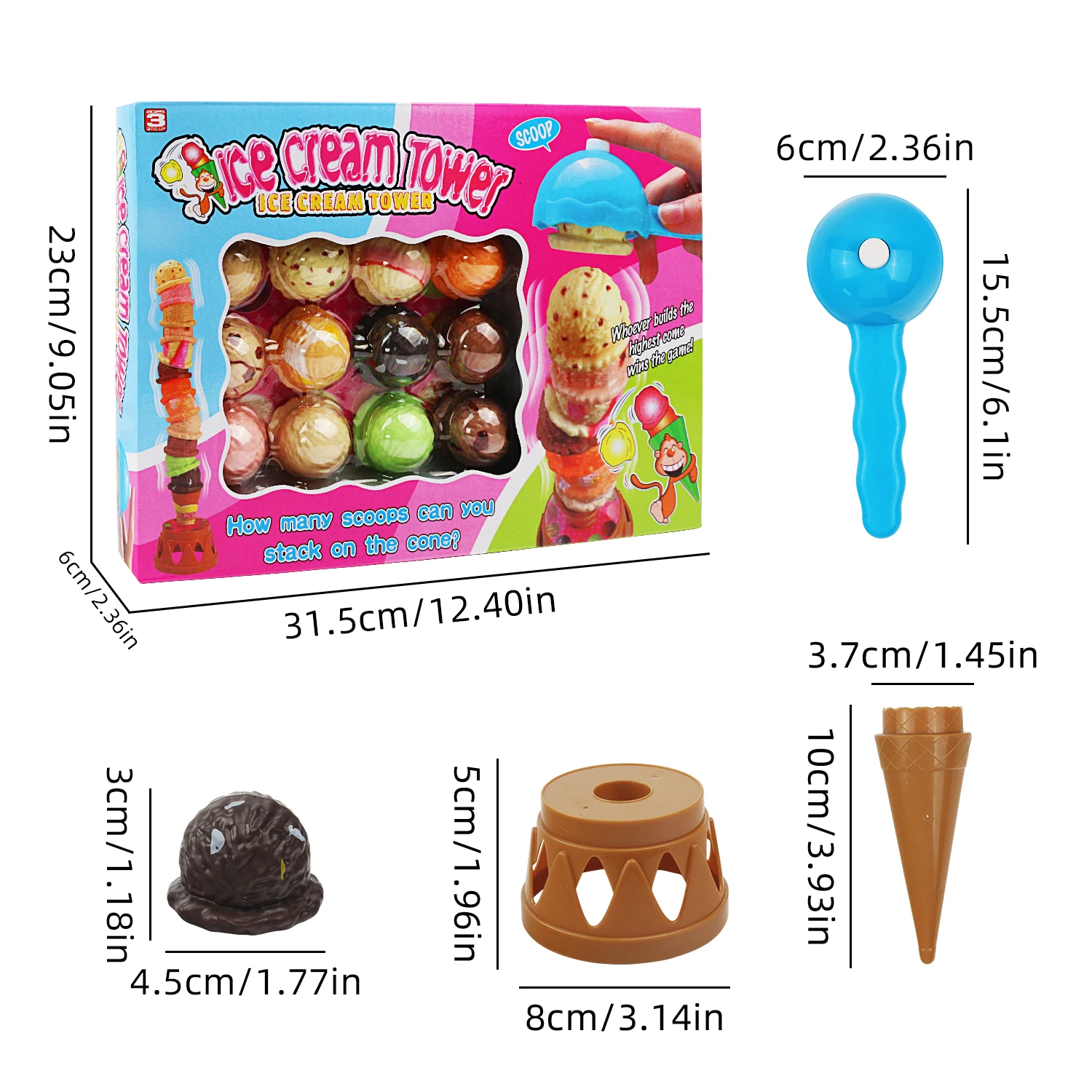 Ijs Speelgoed Stapelen Toren-Balancerend En Stapelbaar Schepijs Voor Peuters, Kinderen Doen Alsof Eten Speelt Set Keukendessert