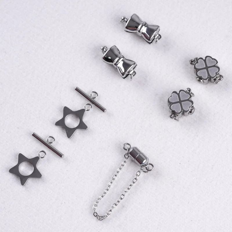 

clover bow 316L stainless steel clasp pearl necklace bracelet link jewelry buckle wholesale