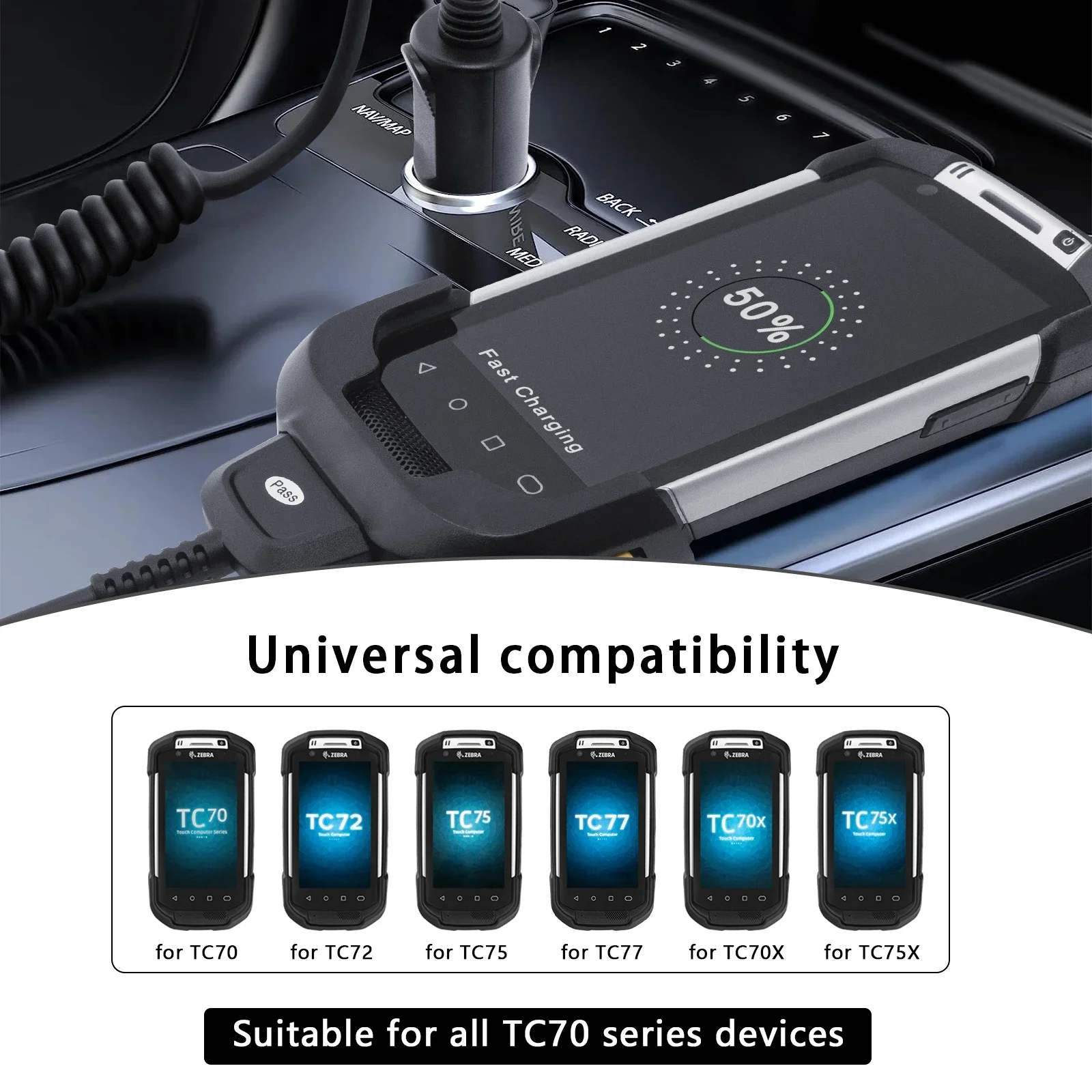 CHG-TC7X-CLA1-01 USB & Vehicle Car Charger Cable for Zebra TC70 TC75 TC72 TC77