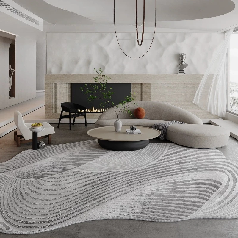 Irregular Shape Rugs for Bedroom Light Luxury Living Room Decoration Large Carpet Washable Floor Mat Anti-slip Bedside Soft Rug