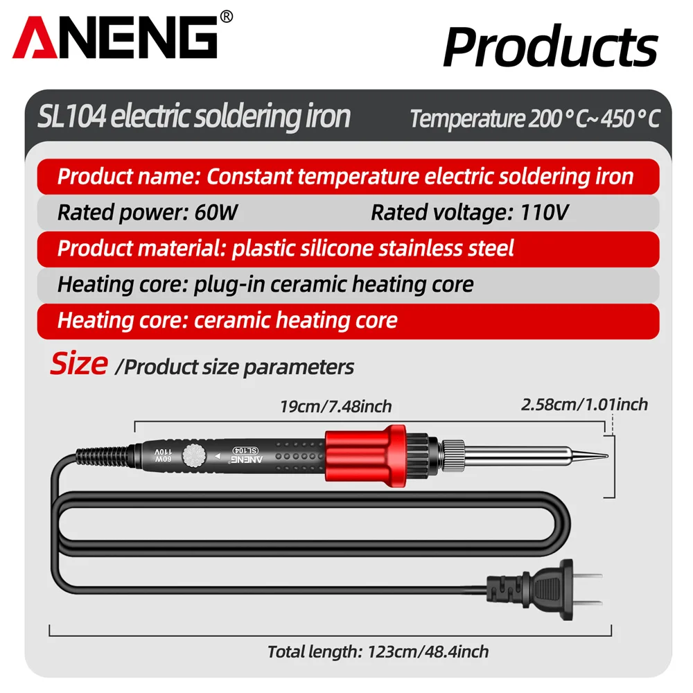 ANENG Electric Soldering Iron 60W Professional Fast Welding Equipment 110V/220V SL104 Heater Soldering Iron Tips Welding Tools