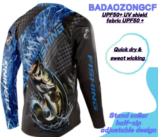 Performance Fishing Shirt Long Sleeve Quick-Dry Jersey UV Protection Summer Outdoor Sports Fishing Top