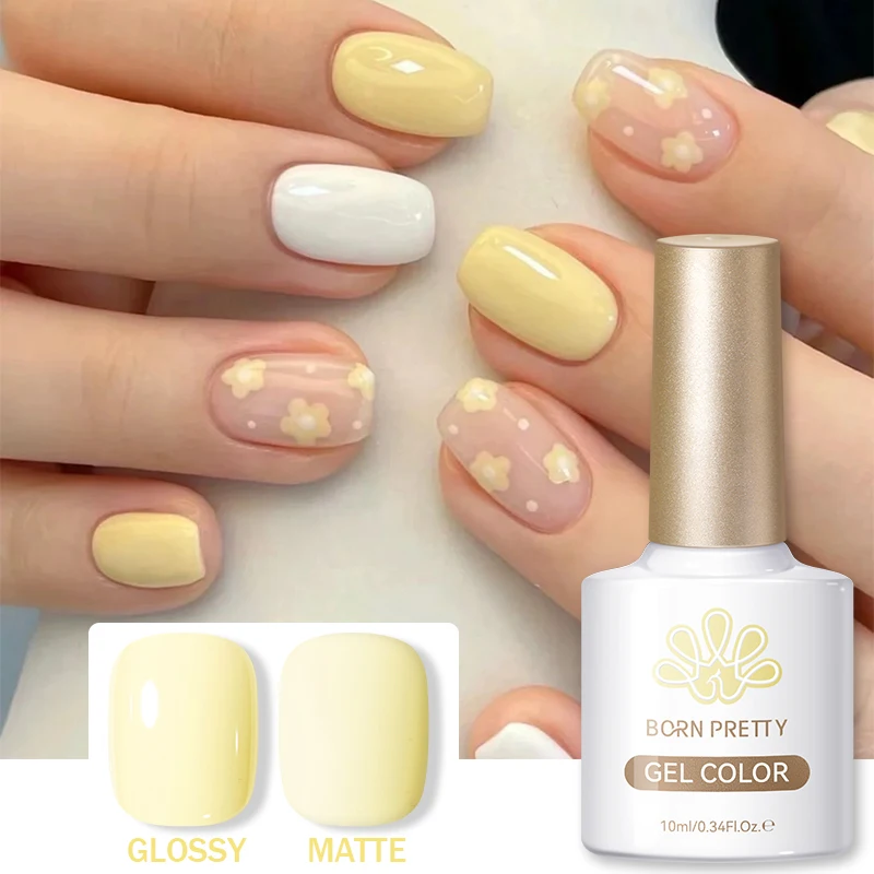 BORN PRETTY 10ml Creamy Yellow Gel Polish Long-Lasting French Style Baby Yellow Gel For Manicure DIY Nail Supplies