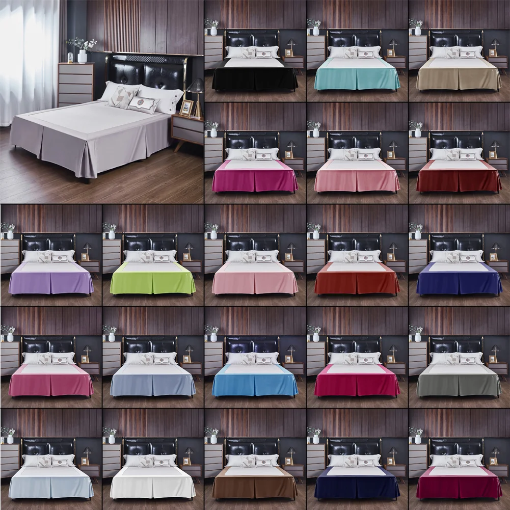 Solid Color Split Corners Bed Skirt Home Hotel Bed Skirt Bed Cover Twin/Full/Queen/King Size 38cm Height