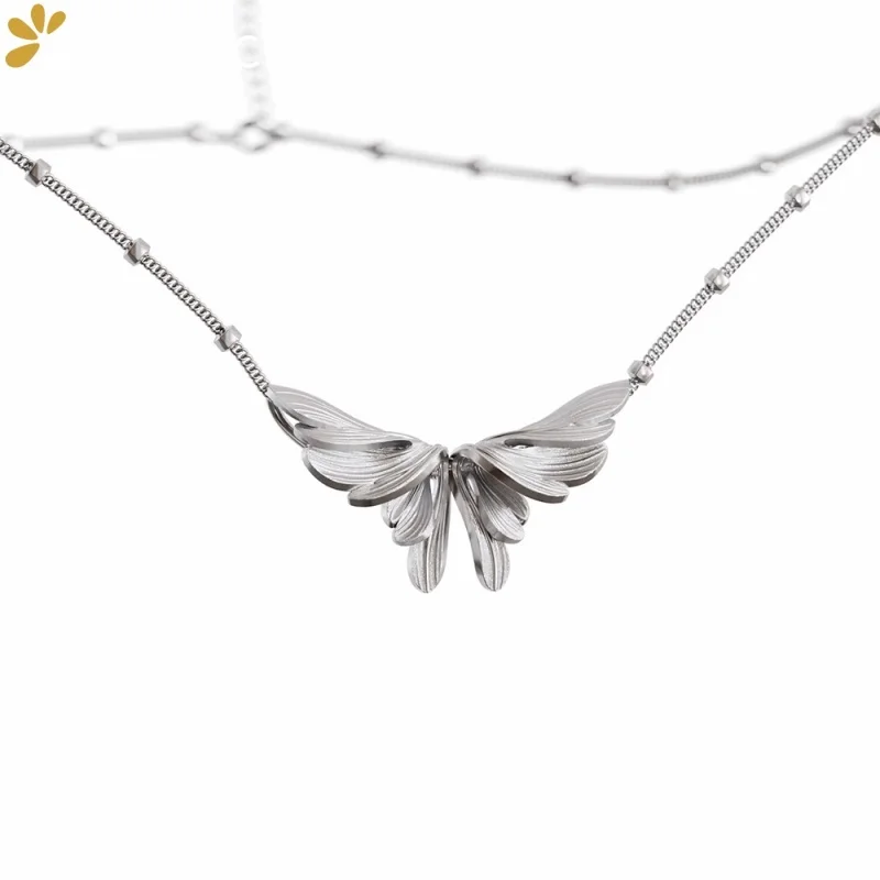 GEEZENCA 925 Sterling Silver Delicate Big 3D Butterfly Pendant Women Elegant Trendy Dainty Unique Pendant Necklace Party Gift