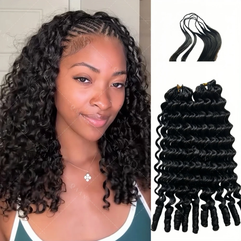 

Бирманские кудрявые волосы для быстрого плетения с спиральными завитками, невидимая нить, легкие, многоразовые, для крючкового плетения, из натуральных человеческих волос