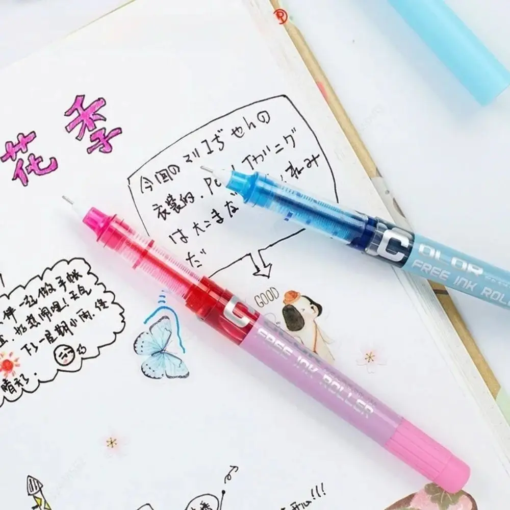 New Plastic Needle Barrel Neutral Pen 0.5mm Extra Fine Nib Ink Ballpoint Pen Stationary Gel Pen School