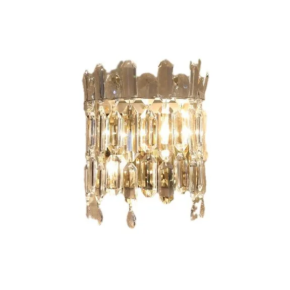 

Light luxury Hong Kong-style wall lamp, living room background wall lamp, bedroom bedside gold 2021 new crystal complete set
