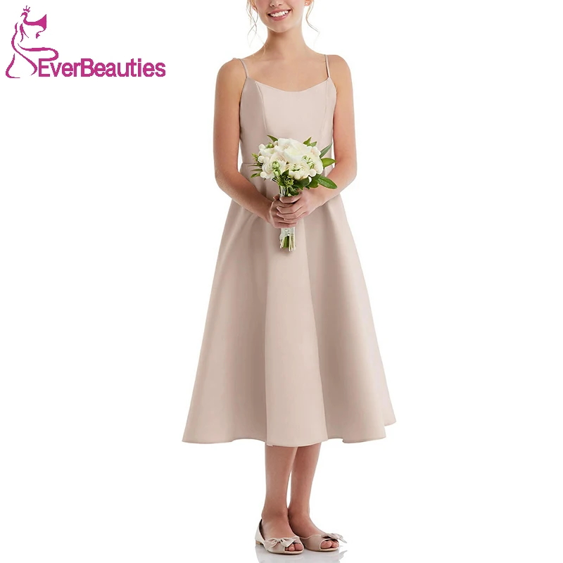 Mädchen Party Kleid Für Hochzeit Junior Brautjungfer Kleider 2022 Satin Erste Heilige Blume Mädchen Kleider für Hochzeiten