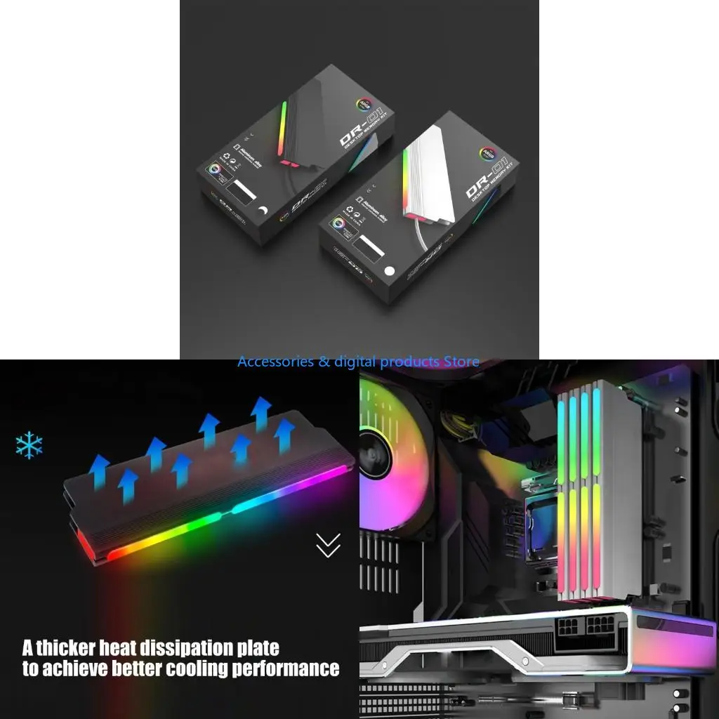 77JD Metal Memory Coolers Heatsink With ARGB Syncs For DDR5 DDR4 DDR3 DDR2 RAMs Heat Management