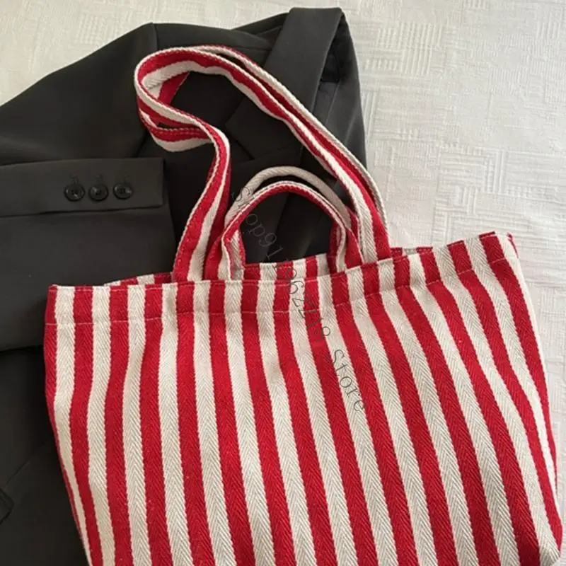 

Женская сумочка полосатая сумка на плечах Canvas Bag Сумка для покупки модных покупок для ежедневного 066F