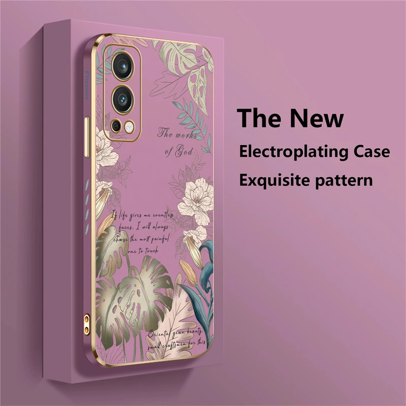 One Plus Nord3 Plating Phone Case Oneplus 9 3 8T 8 9 Pro Nord CE2 Lite Soft Pattern Flower Shockproof Back Cover Coque