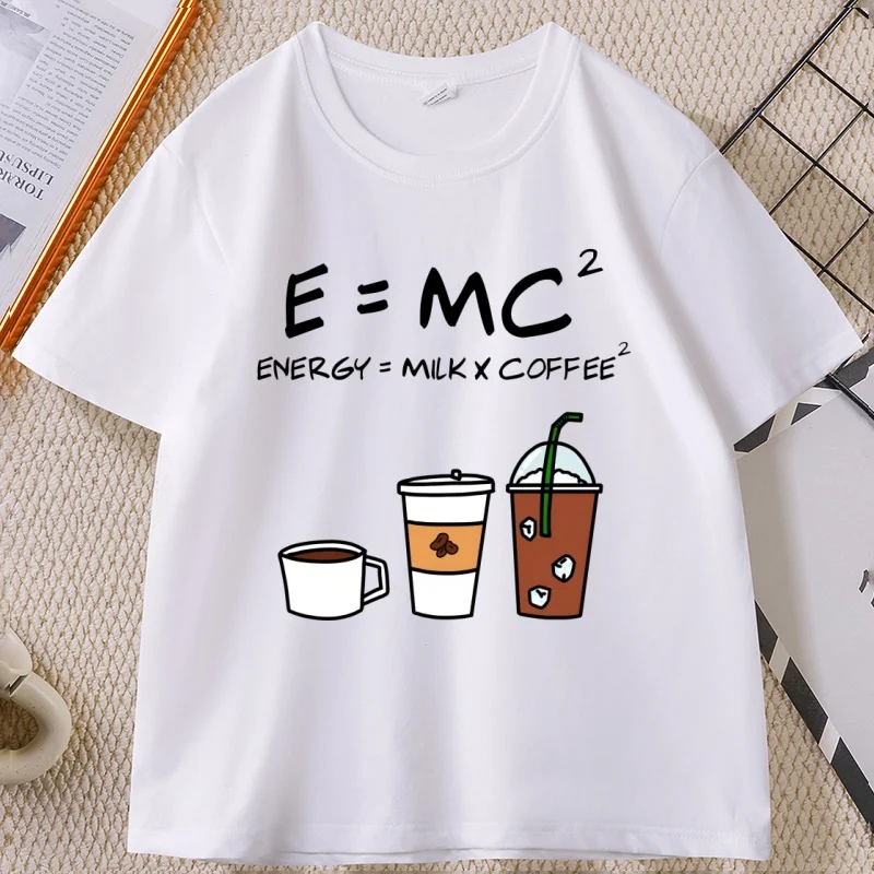 Funny Coffee Equation Energy Milk T-shirt for Men Women Casual Short Sleeve Round Neck Printed Tshirts Unisex Summer Clothes