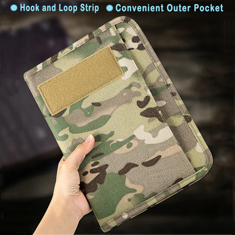 

Всепогодная военная обложка для блокнота на открытом воздухе Tactical Padfolio Ring Binder с 80 листами бумаги с вкладными листами A5