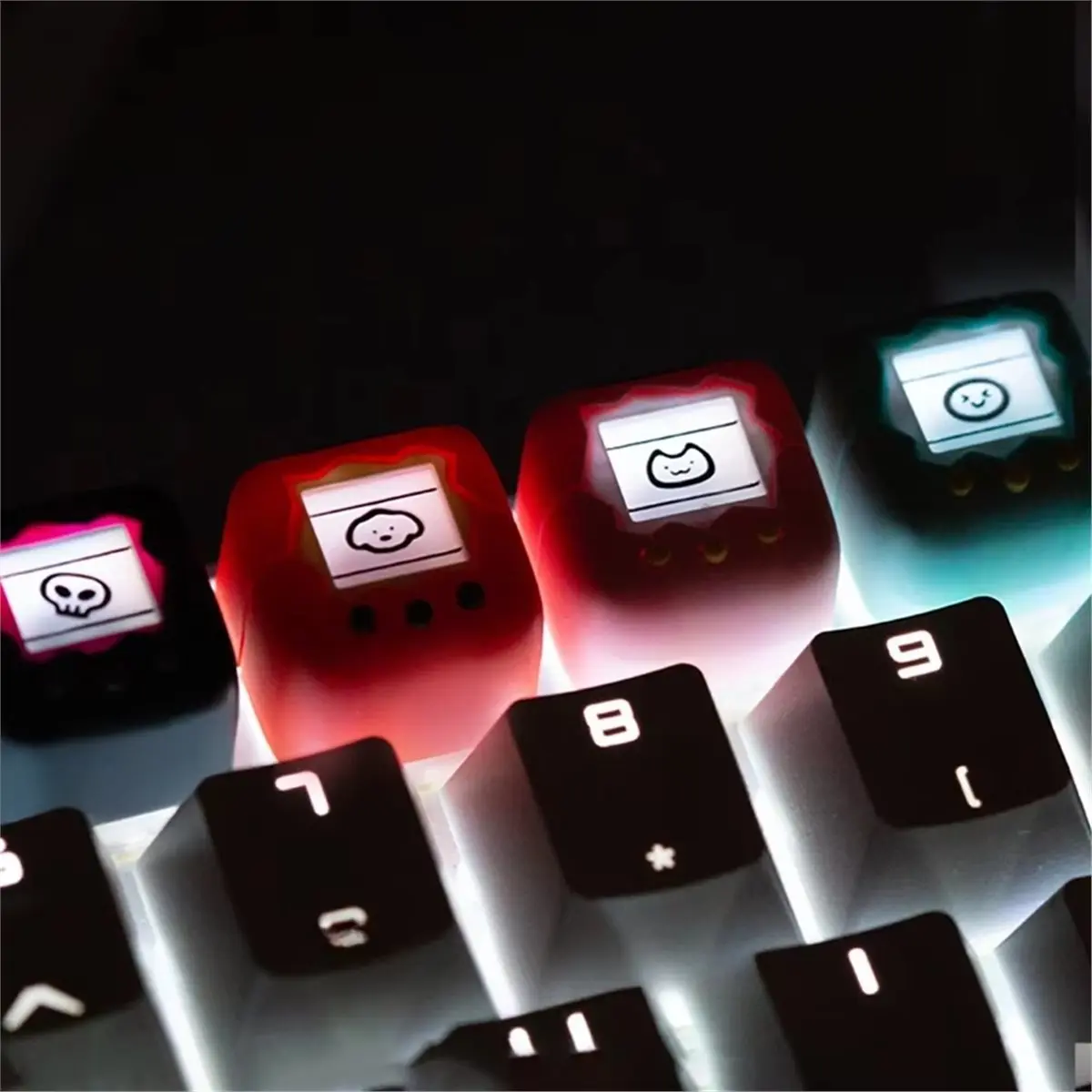 a60i-電子ペットシリーズ半透明キーキャップシングルパーソナライズされたかわいい樹脂メカニカルキーキャップ-esc-交換用ブラック