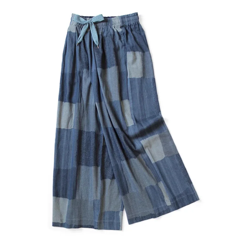 25AW KAPITAL Hirata e Hongri Pantaloni casual elastici stampati patchwork in poliestere retrò larghi per uomo Novità