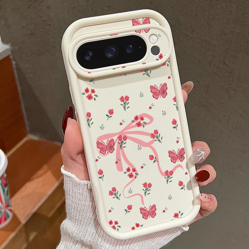 Fliege Rose Blume TPU Fall für Google Pixel 10 8 Pro 9A 8A 7A 10 9 Pro XL stoßfeste Silikon Telefon Abdeckung für Pixel 7 8 9 Pro