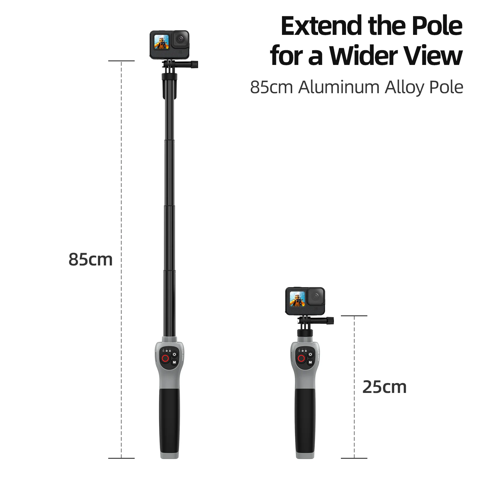 TELESIN buceo bajo el agua 0,85 M palo de Selfie impermeable palo de Selfie Control remoto inalámbrico para Gopro Hero 8 9 10 11 12 Go pro