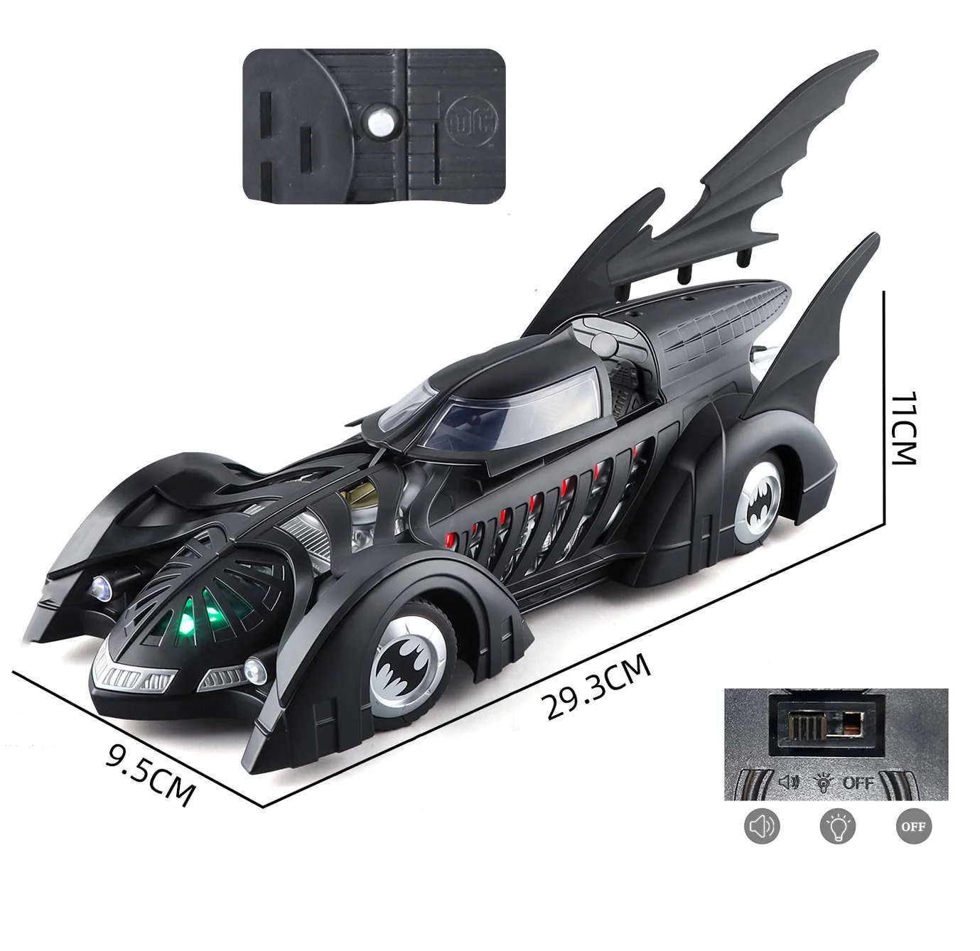 1/24 Classic Movie Car 1995 Batmobile Concept Bat Sports Car Model Alloy Metal Racing Vehicle Car Model Sound Light Kid Toy Gift
