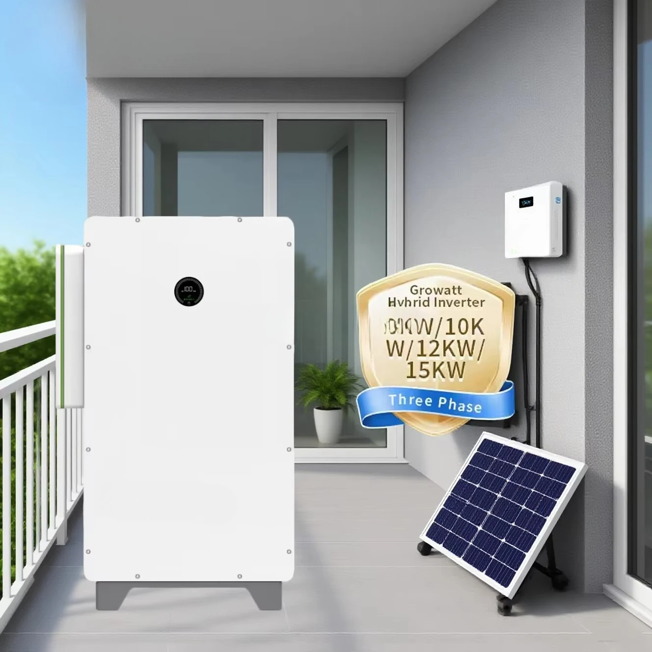 Growatt Off Grid Hybrid Solar Energy Storage System 5KW 10KW 10KW  10KVA All in One Solar Panel Power System Home Full Set