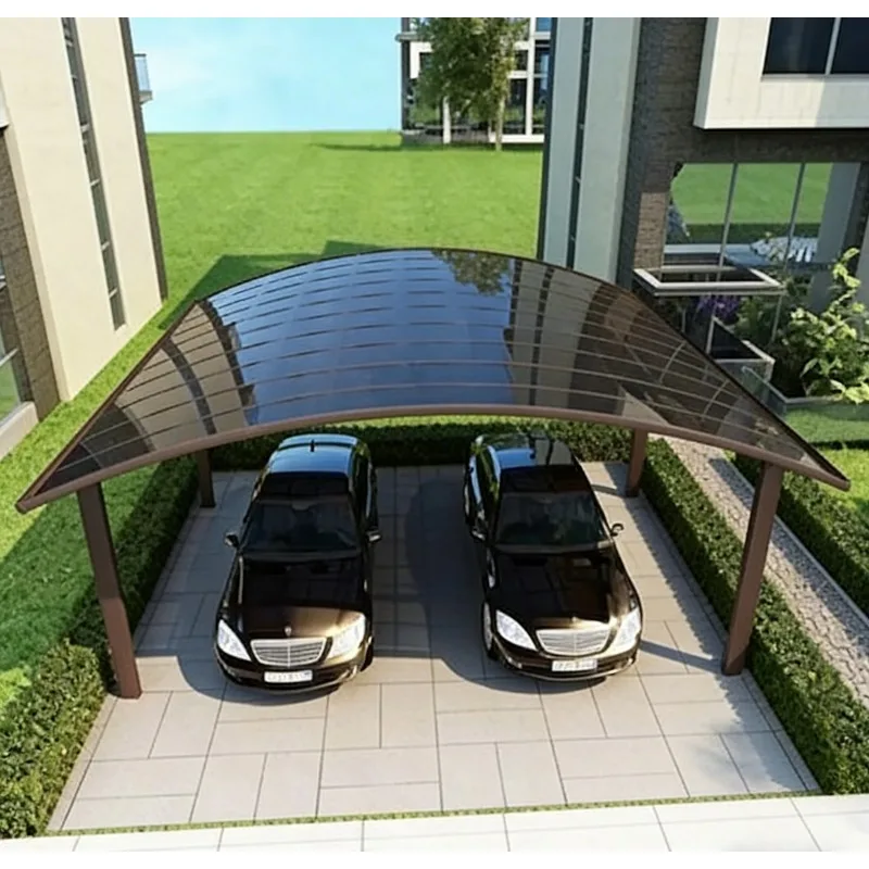 Sturdy Aluminum Alloy Carport Polycarbonate Panels Arched Roof Garages Modern Outdoor Canopy Sunshade Carports Car Port Frame