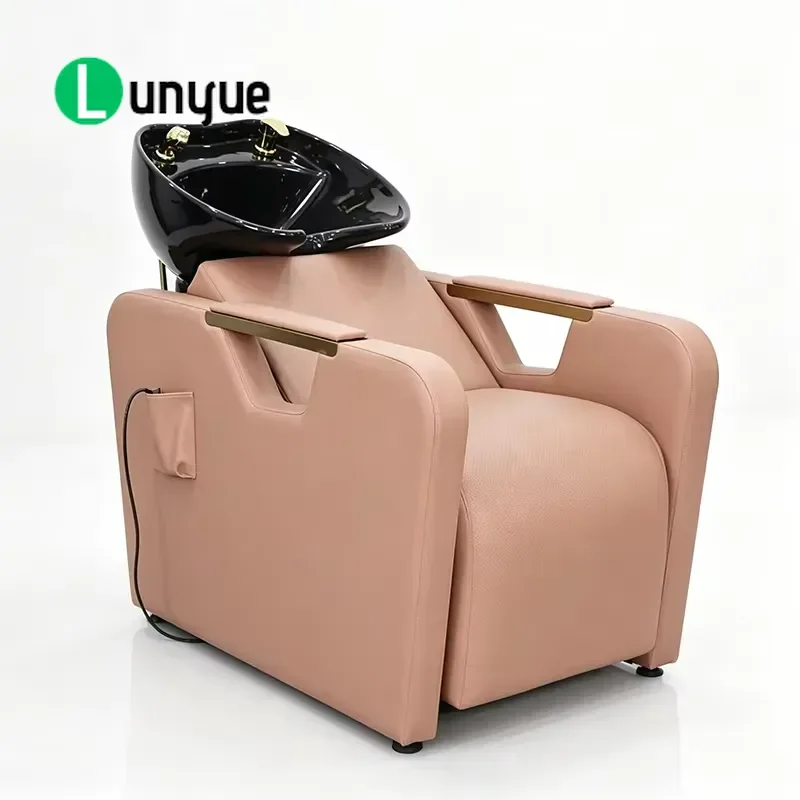 Electric Adjustable Shampoo Chair for Barber Shop Luxury Back Massage Hair Washing Bed with Ventilation Heating Function