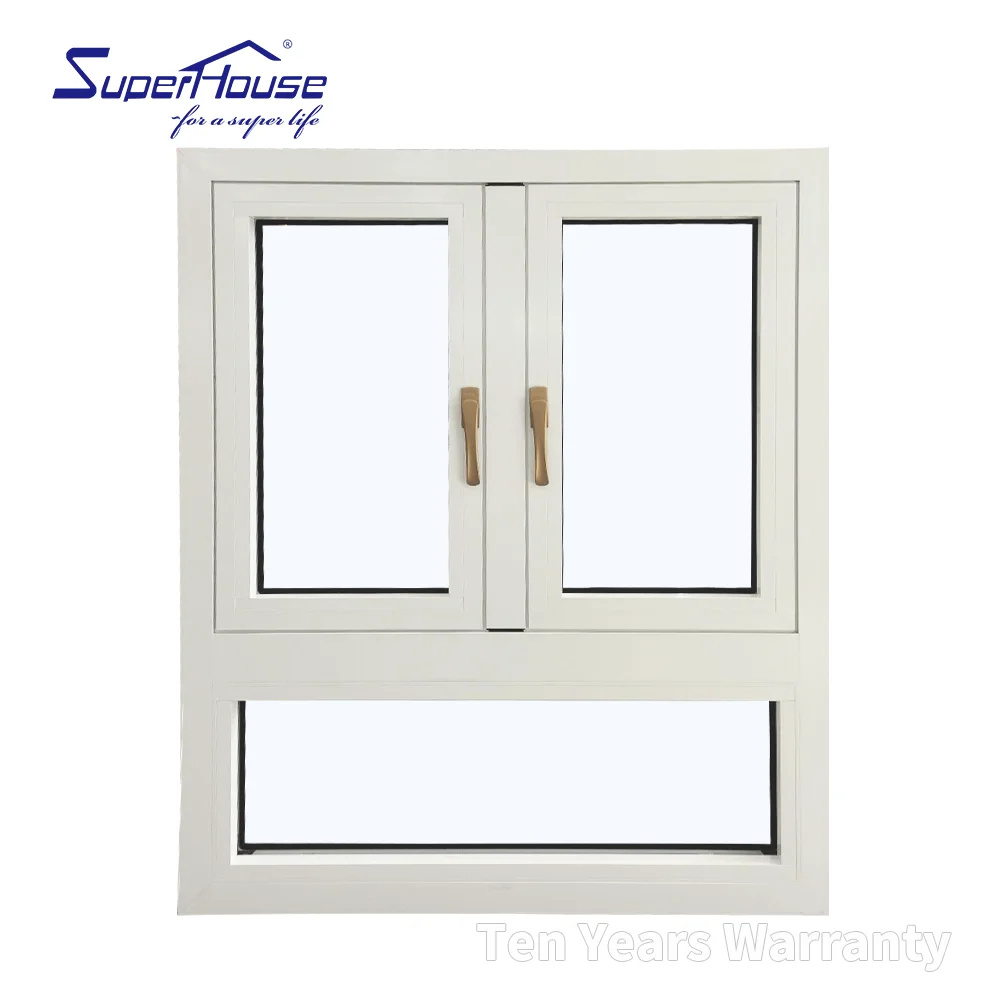 10 Years Warranty Hurricane Proof NFRC NOA FPA AS2047 Toughened Glass Double Casement Aluminum windows with Fixed