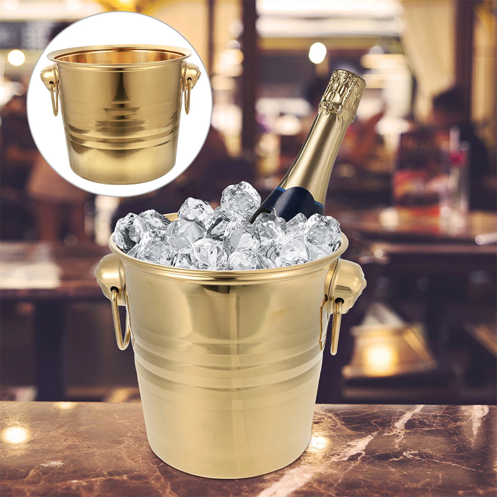

Stainless Steel Ice Bucket Cooler Thicken Rustproof Container for Party KTV Bar Storage Bin Holder Beer Bucket Tall Narrow