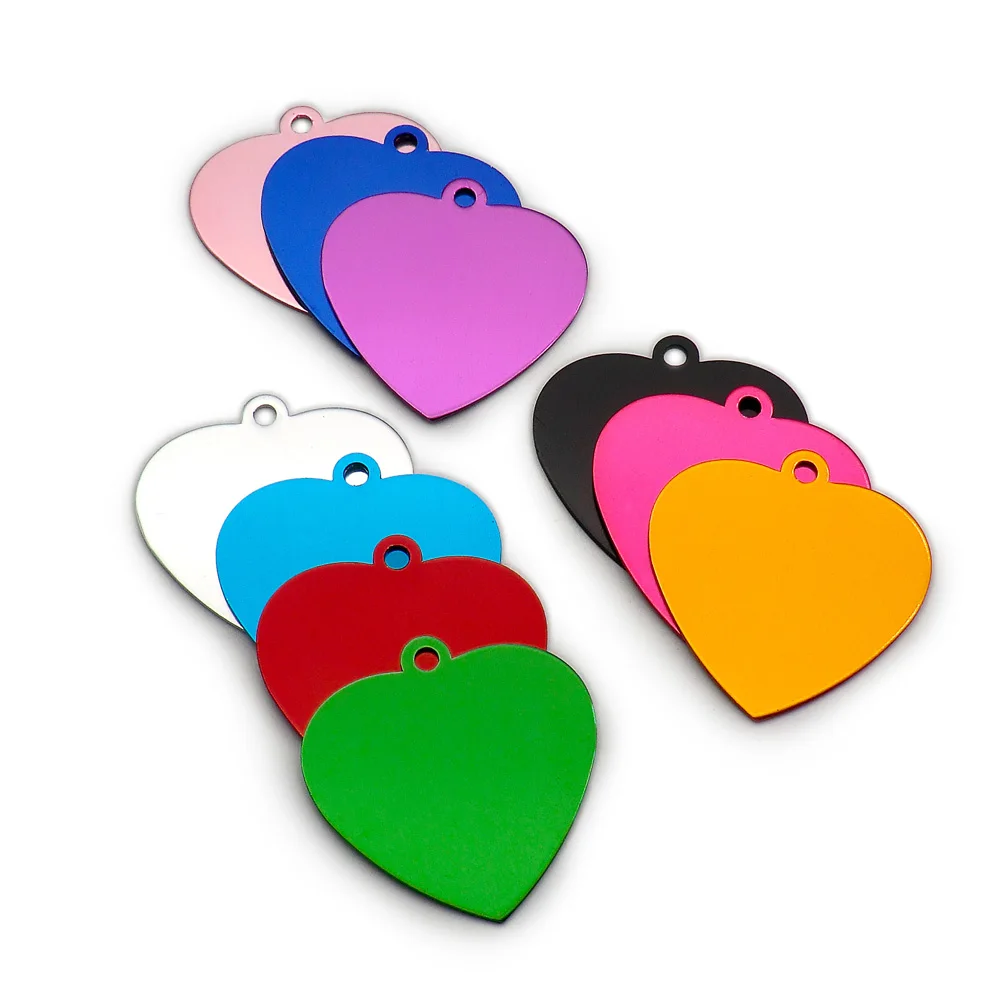 Wholesale 20pcs Heart Name Pet Tags ID Cumstom Personalized Dog Cats ID Tags Engeraved For Dog Cat Name Charm ID Tag Collar Pet