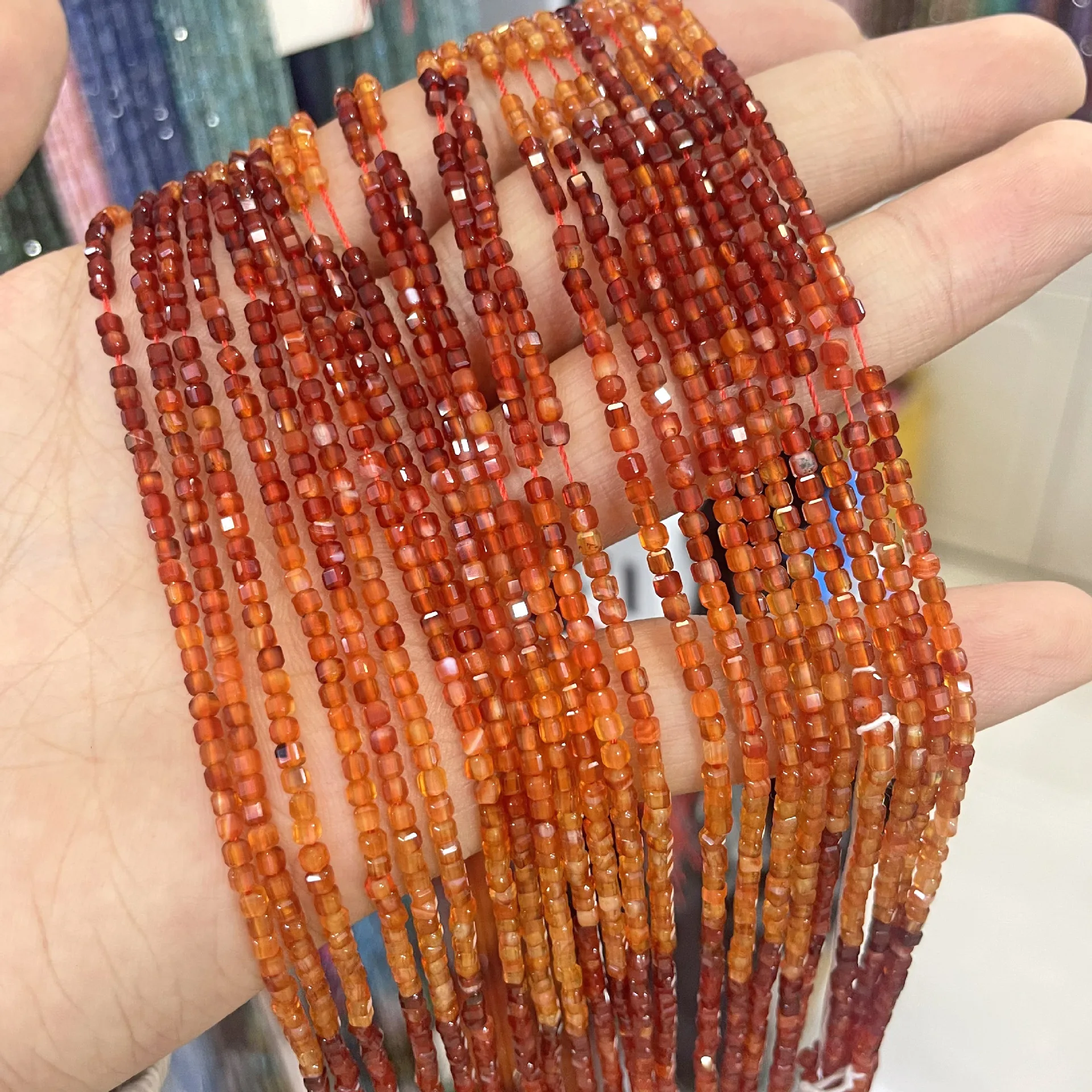 2Mm Natural Gradual Change Color Agate Cut Sugar Loose Beads Work in Progress Handmade DIY Bracelet Necklace Jewelry Accessories