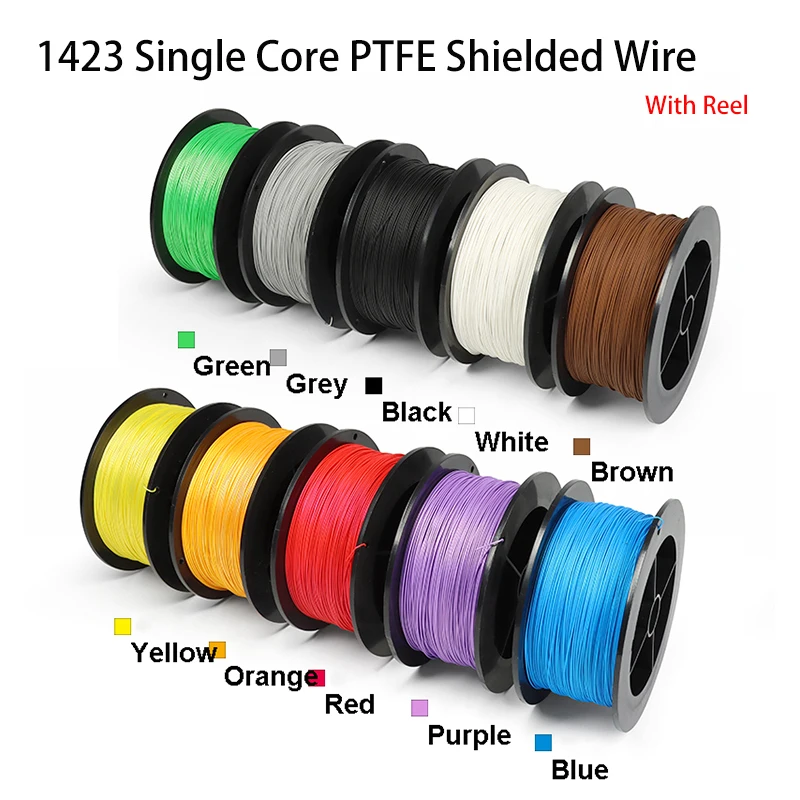 UL1423 PTFE Silver Plated Copper Wire with reel 38/36/34/30/28/26/24AWG High Temperature Electronic Single Core Micro Fine Cable