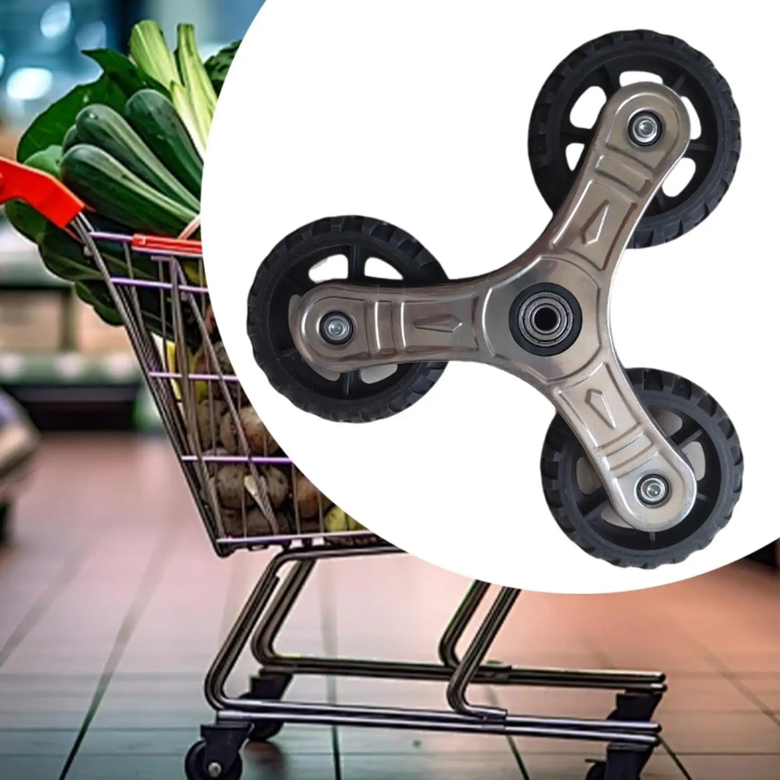 High Load Stair Climbing Caster Triangle Wheels Non Slip Design for Utility Cart Laundry Trolley