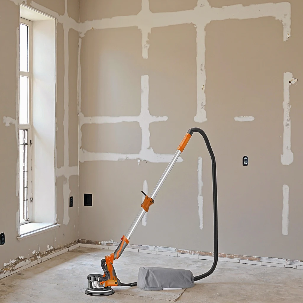 Levigatrice per mastice portatile con doppia lampada elettrica 220V per lucidatura a nastro con carta vetrata da parete a palo lungo per progetti fai da te