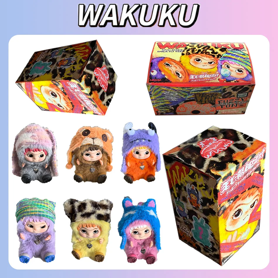 

T. 6pcs Wakuku Fox Trend Fun Party Series Blind Box Doll Bag Pendant Pain Bag Decoration Ornament Mystery Box Cute Birthday Gift