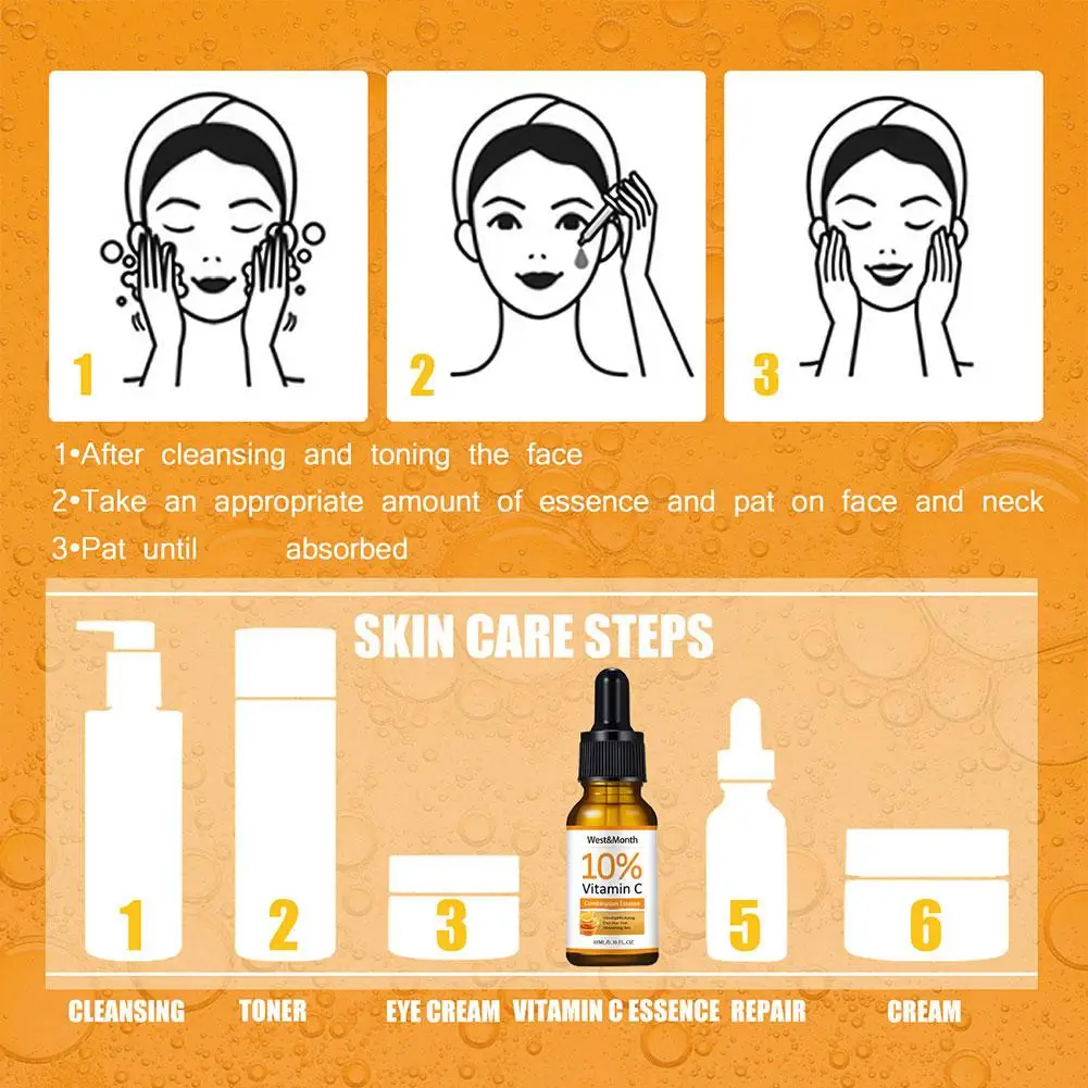 10ml Vitamin C Serum For Face Whitening Facial Serum Hyaluronic Acid Dark Spot Remover Korean Skin Care Products B7G8