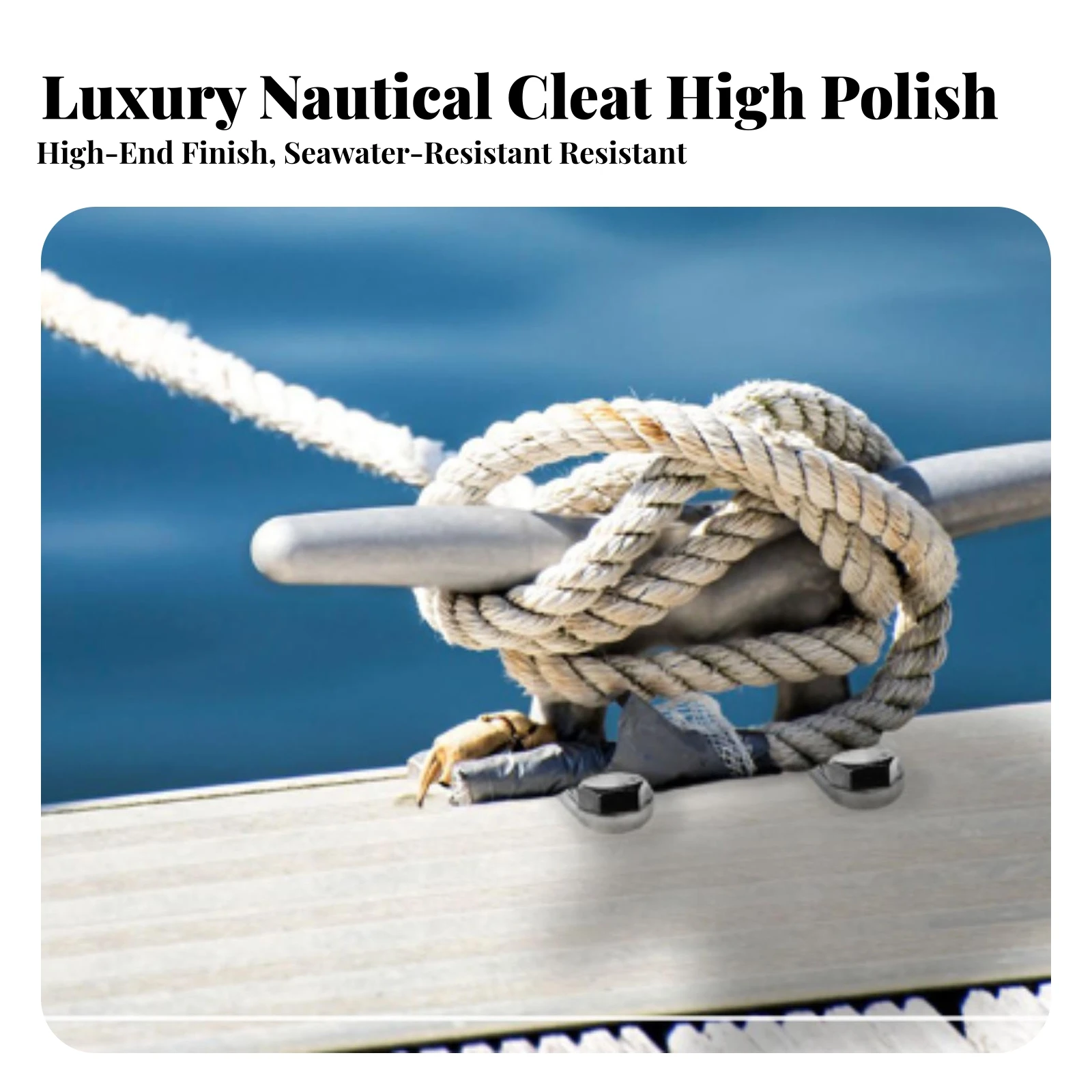 Horn Cleat Slim Mooring Cleat Hardware Polished Finish Heavy-Duty for Boaters, Boats, Docks