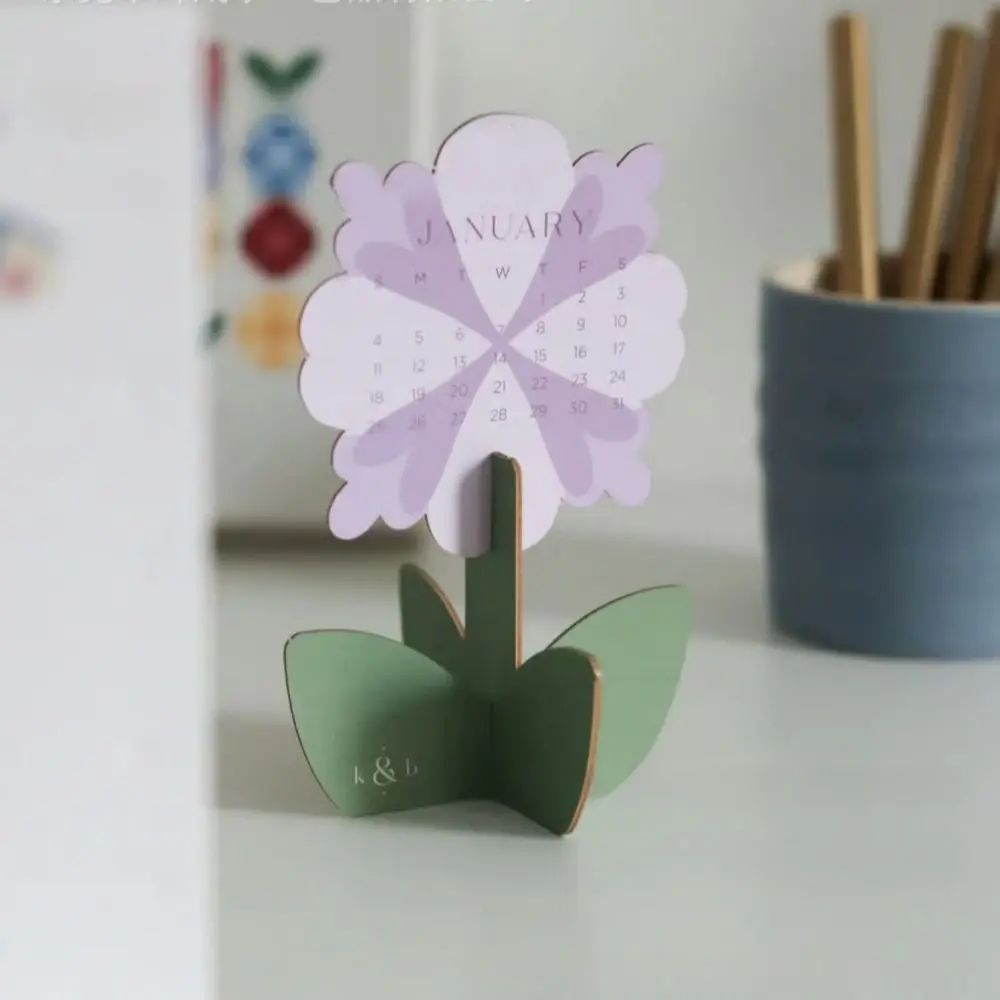New Mini 2026 Desk Calendar Flower Schedule Mark Schedule Planner Portable Puzzle Calendar Desktop Ornaments