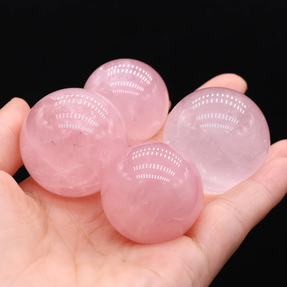 

25-30mm Crystal Stone Ornament Reiki Ball Natural Rose Quartz Ball Divination Feng Shui Healing Transport Home Decoration 1PC
