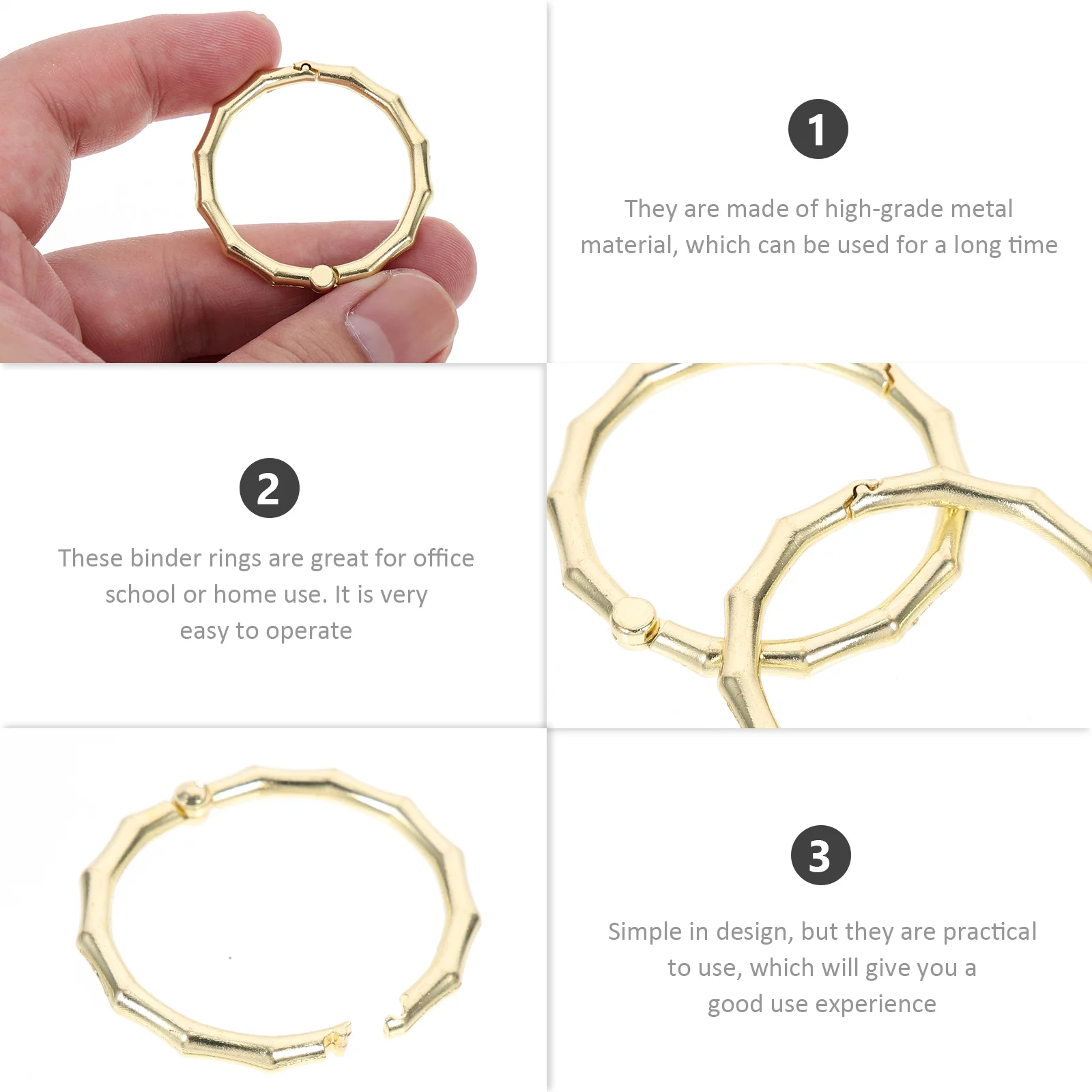 7 Pcs Ring Single Binder Rings Notebook Golden Loose Metal High-grade