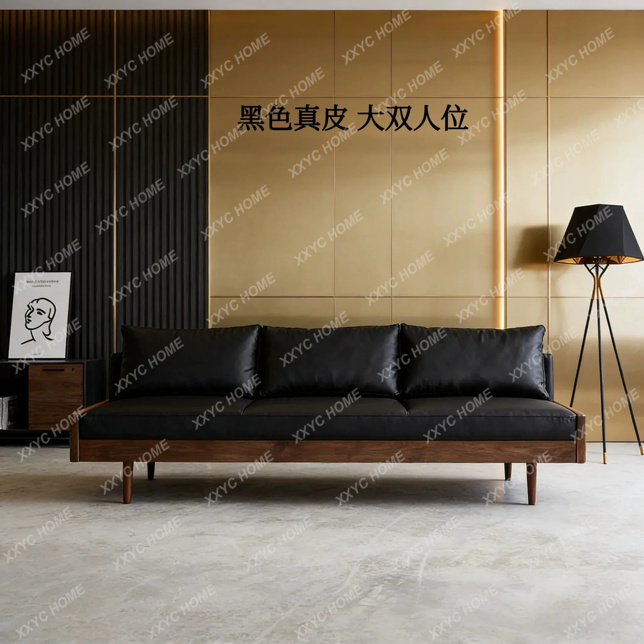 minimalist solid wood sofa Italian living room simple armrest-free fabric sofa