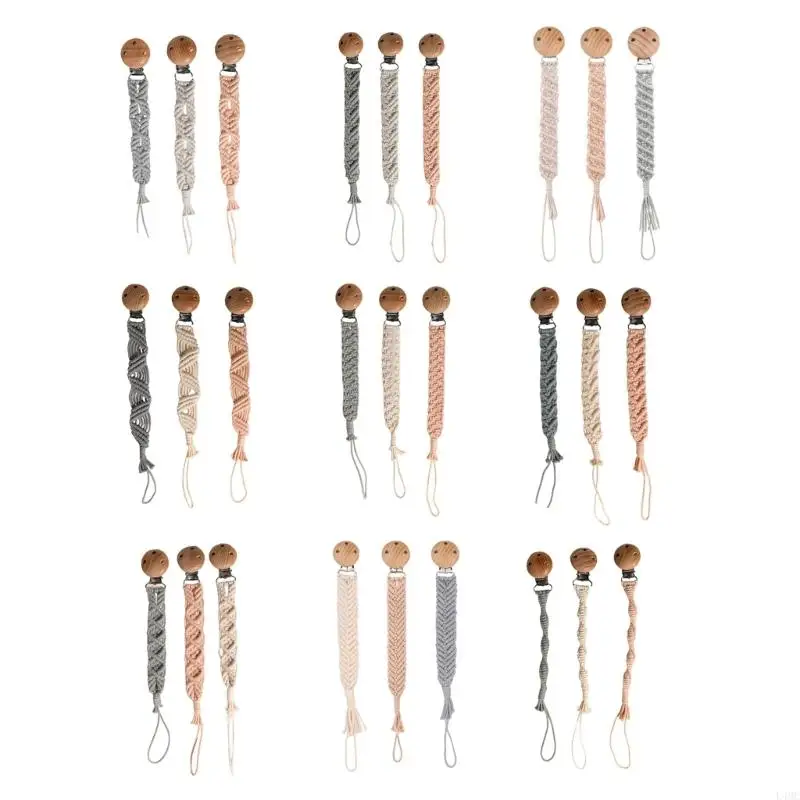 

3XHandWoven Baby Pacifier Clip Chain Besp за 0-24 месяца младенцев и малышей L4MC