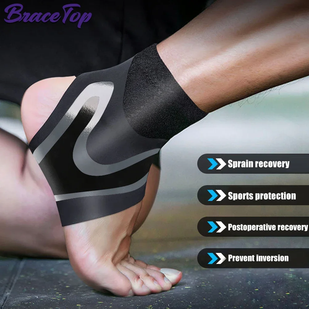 1Pair Sports Compression Ankle Support Ankle Stabilizer Brace For Tendon Pain Relief Strap Foot Sprain Injury Wraps Football