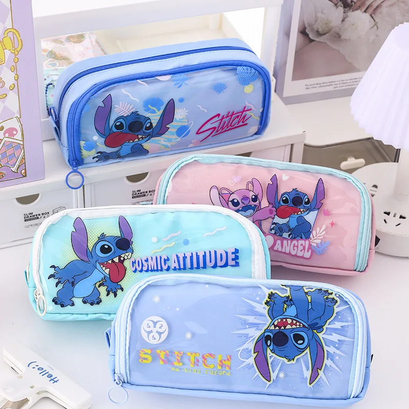 Disney Stitch Series Pencil Bag Cartoon Pencil Case Large Capacity Pencil Case for Storing Stationery School Supplies