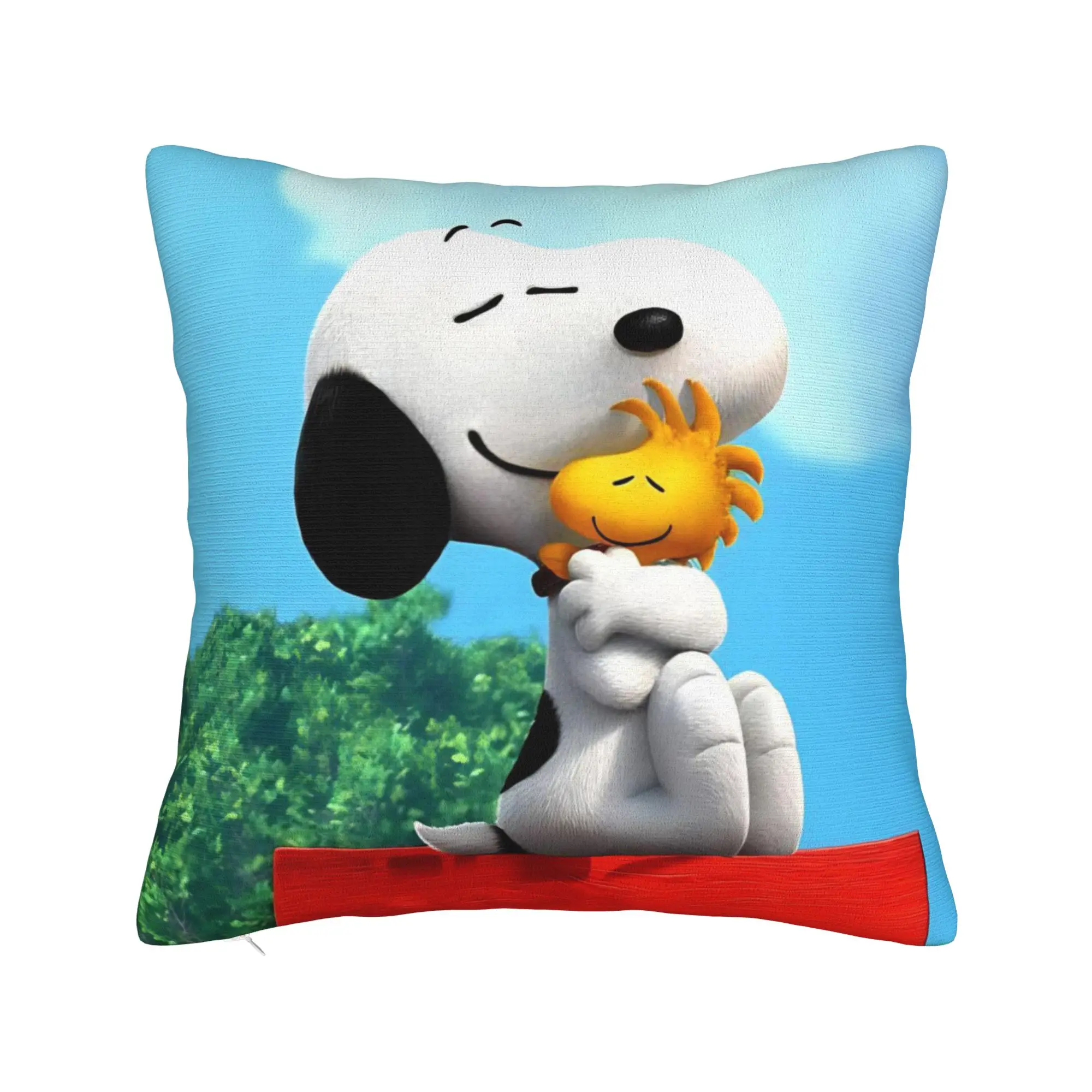 S-Snoopys Movie Pillowcase Polyester Cushion Cover Decorative Cute Dogs 90s Throw Pillow Case Cover Home Zippered 45X45cm