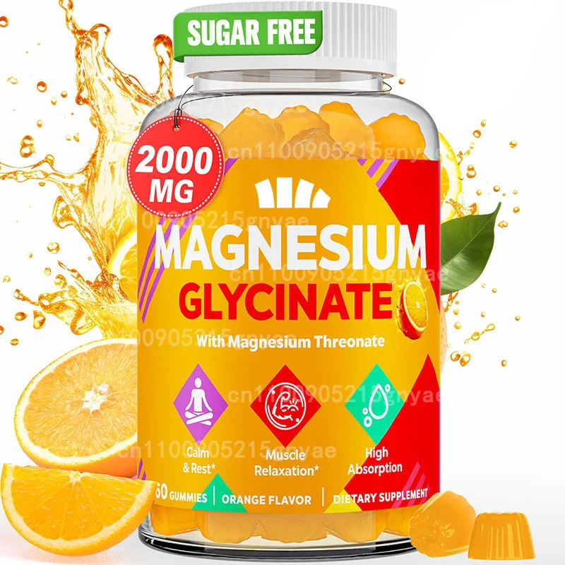 

Glycine Magnesium Gummies -sugar Free Magnesium Potassium Supplements Containing Vitamin D B6、 Coenzyme Q10-60 Soft Candy